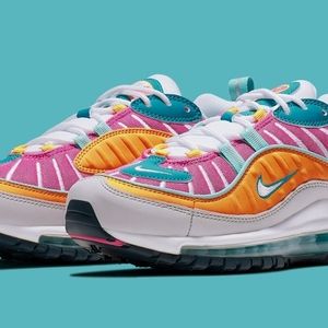 Nike Air Max 98 Spirit Teal Pink Yellow Green size 10